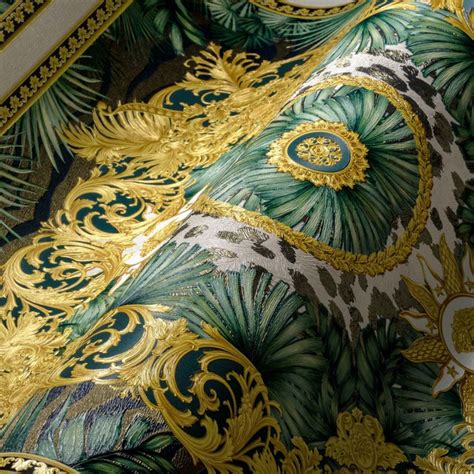 Versace Home Tapete Palmen Blätter Grün Gold Dschungel Vliestapete