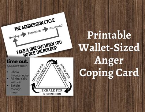 Printable Anger Management Coping Card For Adults Wallet Sized Anger