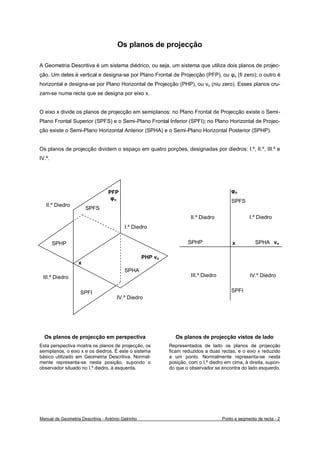 Exercícios de Geometria Descritiva Ponto Reta e Plano Geometria