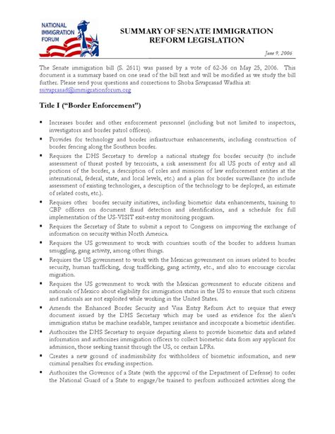 Summary Of Senate Immigration Reform Legislation By Unidosus Issuu