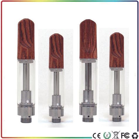 Th105 Vape Cartridge 0 5ml Ceramic Coil Cartridges Wood Drip Tip Metal Vape 510 Thread Atomizer