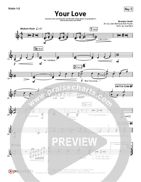 Your Love Violin Sheet Music PDF Brandon Heath PraiseCharts