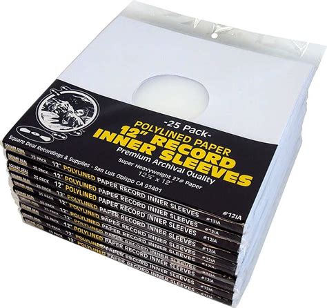 250 12 White Paper Plastic Record Heavyweight Polylined Reverb