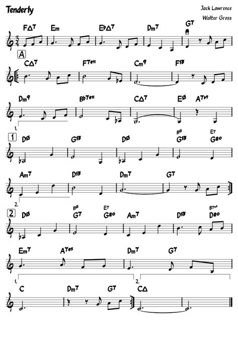 Tenderly Sheet Music For Piano Solo Easy