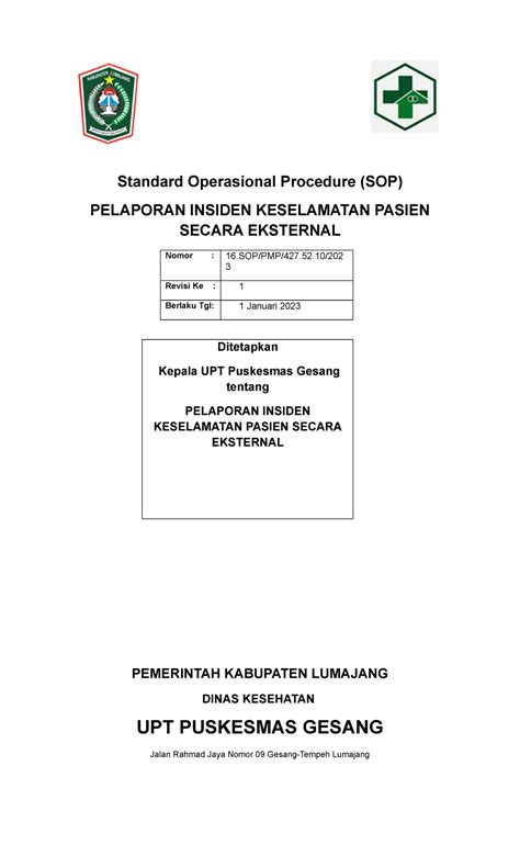 A Sop Ikp Secara Eksternal New Standard Operasional Procedure