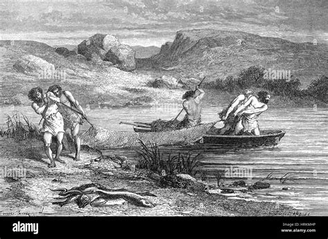 Prehistoric Man Stone Age Fishing Stock Photo 135042930 Alamy