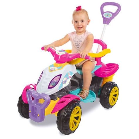 Carrinho De Passeio Infantil Quadriciclo Haste Pedal Menina Shopee