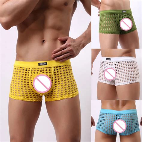 Sexy Men U Convex Pouch Translucent Underwear Panties See Through Mesh