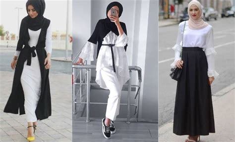 Nuansa Monokrom 10 Ootd Hitam Putih Hijab Casual Dailysia