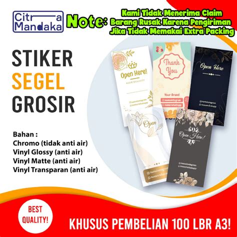 Jual Cetak Sticker Segel Box Custom Grosir Kemasan Packaging A Free