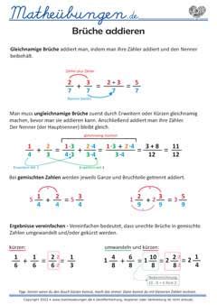 Br Che Brucharten Bruchrechnung Mathe Uebungen