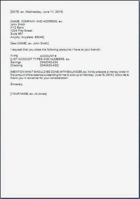 Sample Letter To Close Bank Account And