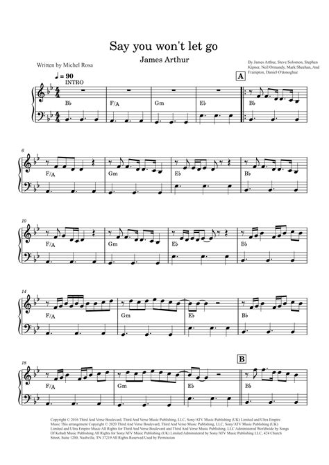 Say You Wont Let Go Arr Harmonistas By James Arthur Sheet Music For