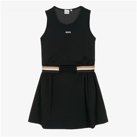 BOSS - Teen Girls Black Tricolour Logo Dress | Childrensalon