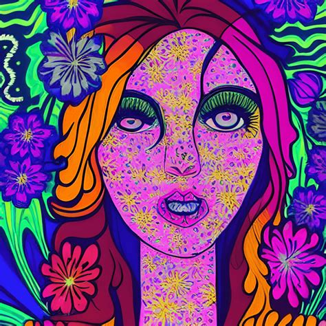 Psychedelic Woman With Flowers · Creative Fabrica