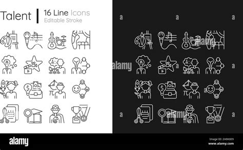 Talents And Aptitudes Linear Icons Set For Dark And Light Mode Stock