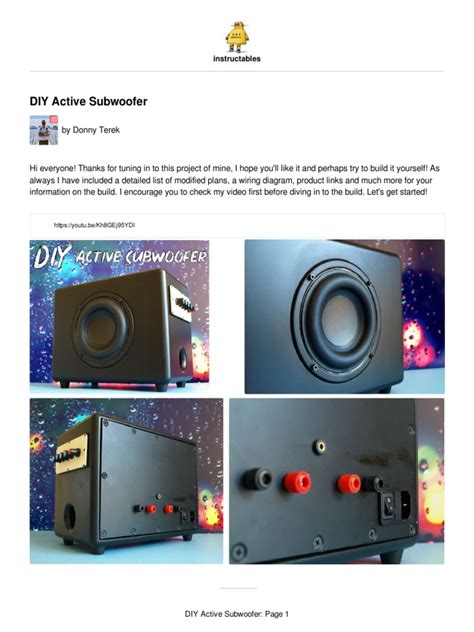 Diy Active Subwoofer Build With Integrated Amplifi Pdf Electrical Connector Loudspeaker