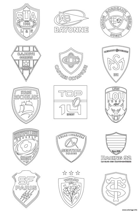 Coloriage Logos Clubs De Rugby Equipes De France Ffr Jecolorie