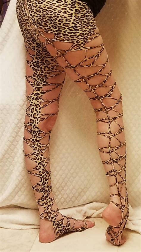 Leopard Fishnets Thigh High Stockings Leggings Wild Shibari Etsy