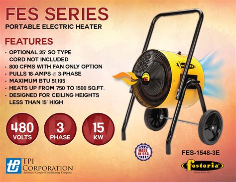 Fostoria FES 1548 3E 15KW 480V 3Ph Portable Electric Salamander Heater