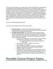 Hsm Courseproject Overview Docx This Course Project Gives You The