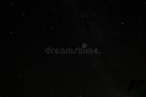 Very Dark Starry Night In Autumn In A Russian Remote Village Stock