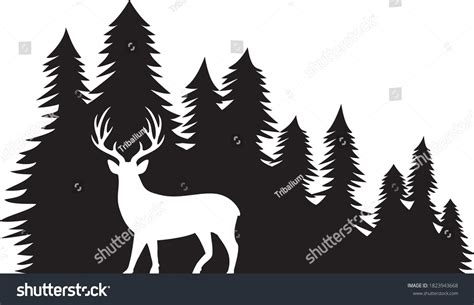 Deer Scene Silhouette Clip Art