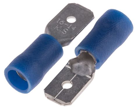 Rs Pro Blue Insulated Male Spade Connector Tab 635 X 08mm Tab Size