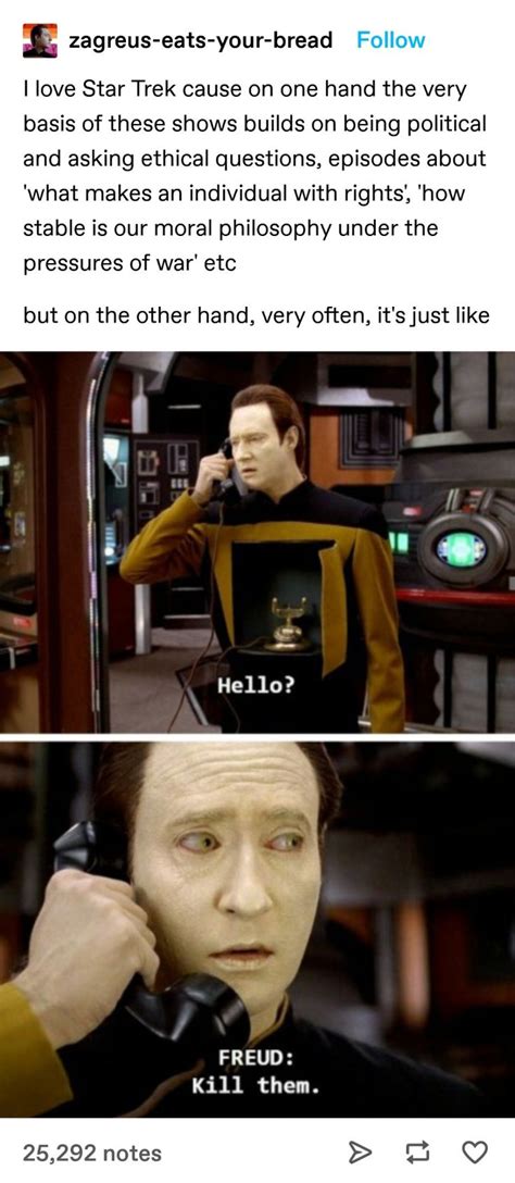 Two Pictures With The Same Caption For Each Character In Star Trek One