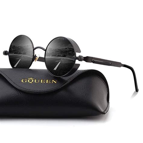 GQUEEN Retro Round Circle Polarised Steampunk Sunglasses Metal Alloy