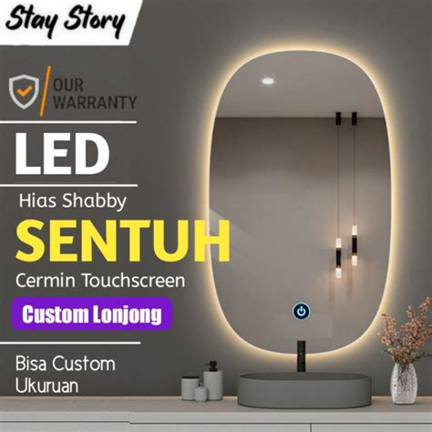 Jual Cermin Led Touch Screen Dinding Wastafel Kamar Mandi Kaca Rias