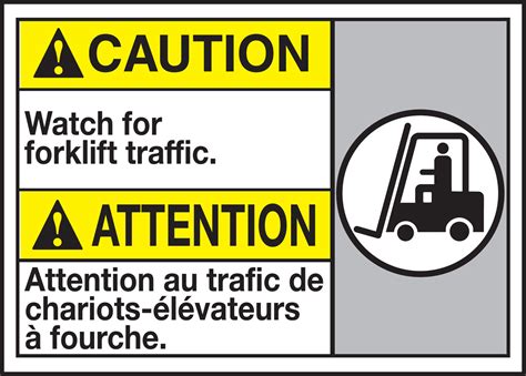 Watch Out Forklift Traffic Bilingual ANSI Caution Safety Sign MAFC635