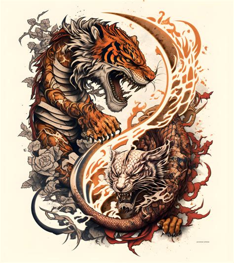 Lion and Dragon Tattoo Design by prajinsp on DeviantArt