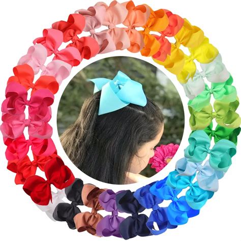 30 Pcs 6 Inch Hair Bows For Girls Big Grosgrain Girls 6 Hair Bows