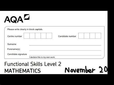 Functional Skills Maths L2 Nov2021 AQA YouTube