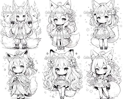 20 Fox Girl Fantasy Kawaii Coloring Pages Part 4 Printable Adult Coloring Pages Download