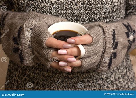 Female Hands Hold A Coffee Cup Stock Photo Image Of Cocoa Season