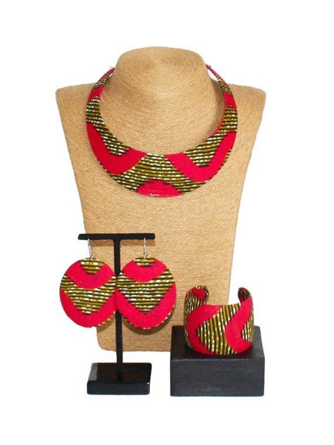 Parure Bantu Wax Chacha Rose Bijoux Africains Bijoux Wax Parure Wax