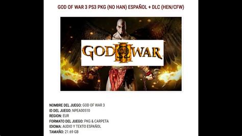 GOD OF WAR 3 PS3 PKG NO HAN CARPETA DLC HEN CFW ESPAÑOL PS3