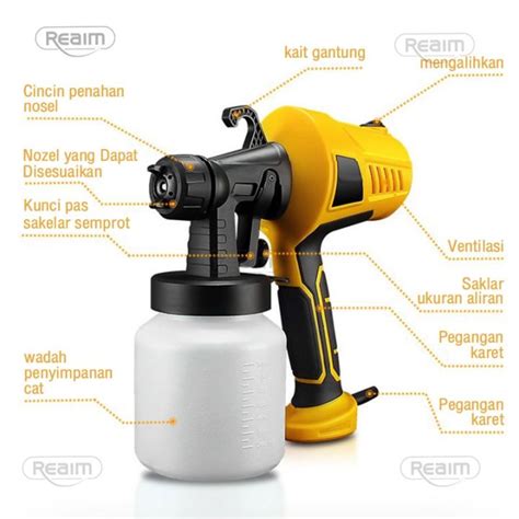 Reaim Ml Electric Spray Gun Watt Paint Mesin Cat Semprot Lazada