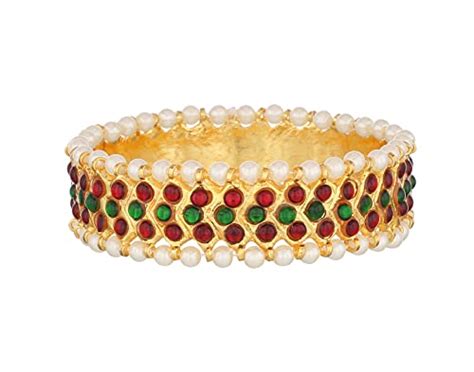 Buy Sriman Bharatanatyam Kempu Multicolour Stone Bangles For Women