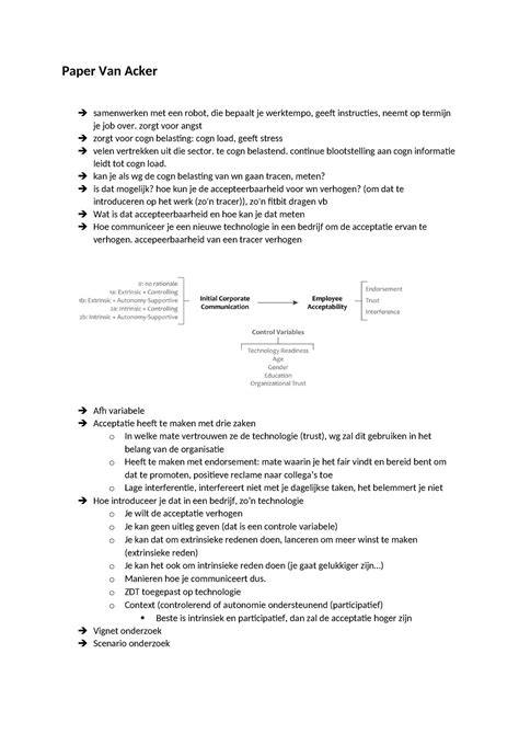 Paper Van Acker Samenvatting Psychologische Arbeidskenmerken Paper