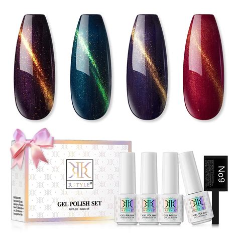 RSTYLE UV Nagellack Set 4 Farben Cat Eye Mit Magnet Gel Nagellack