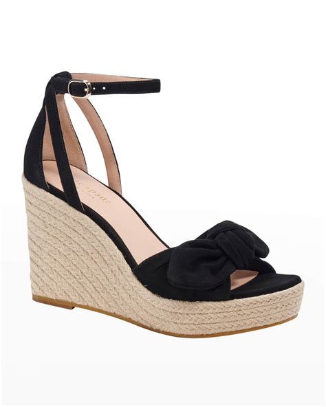 Kate Spade New York Tianna Suede Bow Wedge Espadrille Sandals Neiman