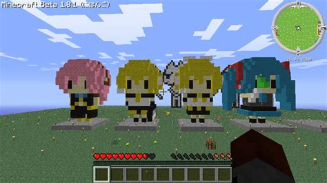 【minecraft】ミク、リン、レン、ルカを作ってみた【3dドット絵】 でゅえっと さんのイラスト ニコニコ静画 イラスト