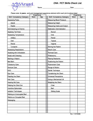 Cna Skills Checklist Printable Fill And Sign Printable Template Online