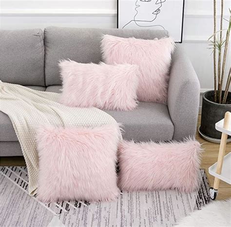 Spring Decorative Pink Fluffy Pillow Covers In 2021 Throw Pillows