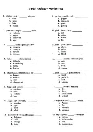 Verbal Word Analogy Set A National Medical Admission Test Studocu