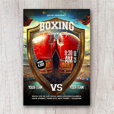 Poster Del Campeonato De Boxeo Cartel De Los Medios Sociales