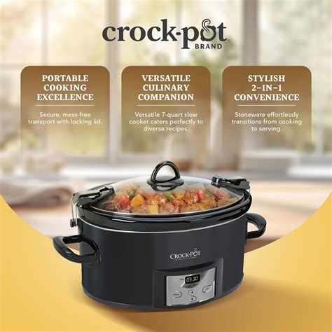 Crock Pot 7 Quart Cook N Carry Programmable Countdown Ovenproof Slow Cooker With Removable